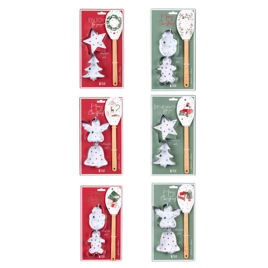 Christmas baking set with spatula and cookie cutters – Nuvole di Stoffa