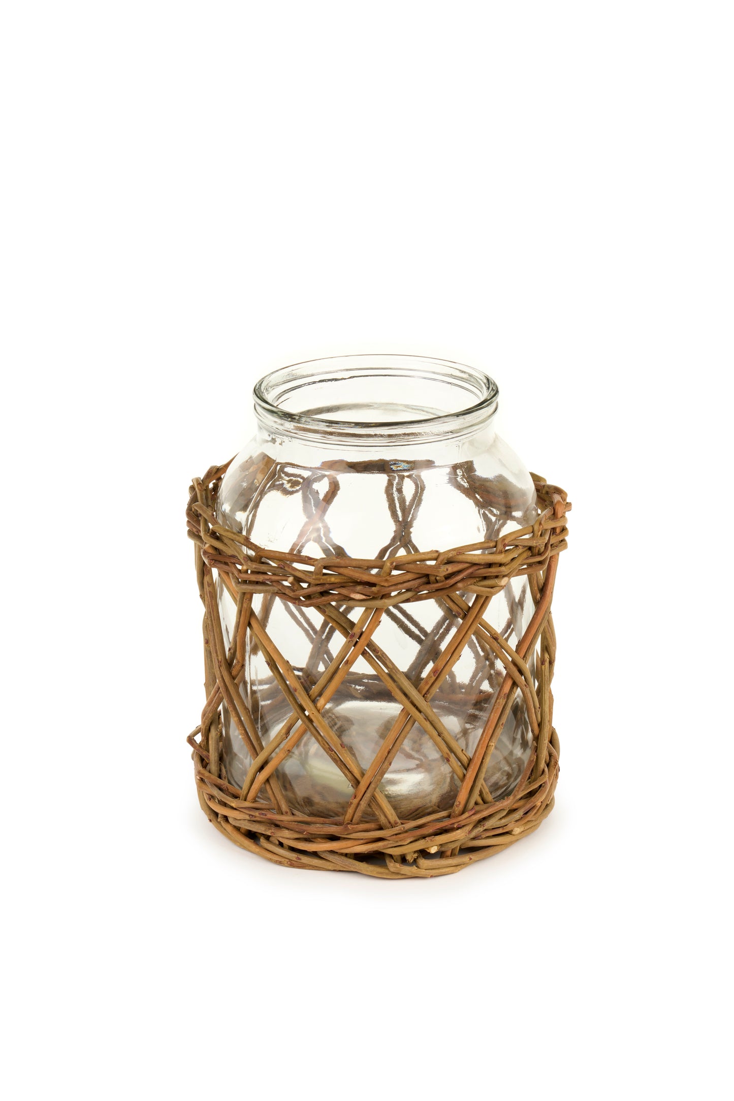 Nuvole di stoffa Vaso in vetro con base in vimini  "Dorothy"