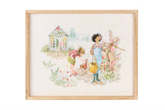 Quadro in Legno Fiorirà Nuvole di Stoffa - Scena Primaverile 40x50 cm