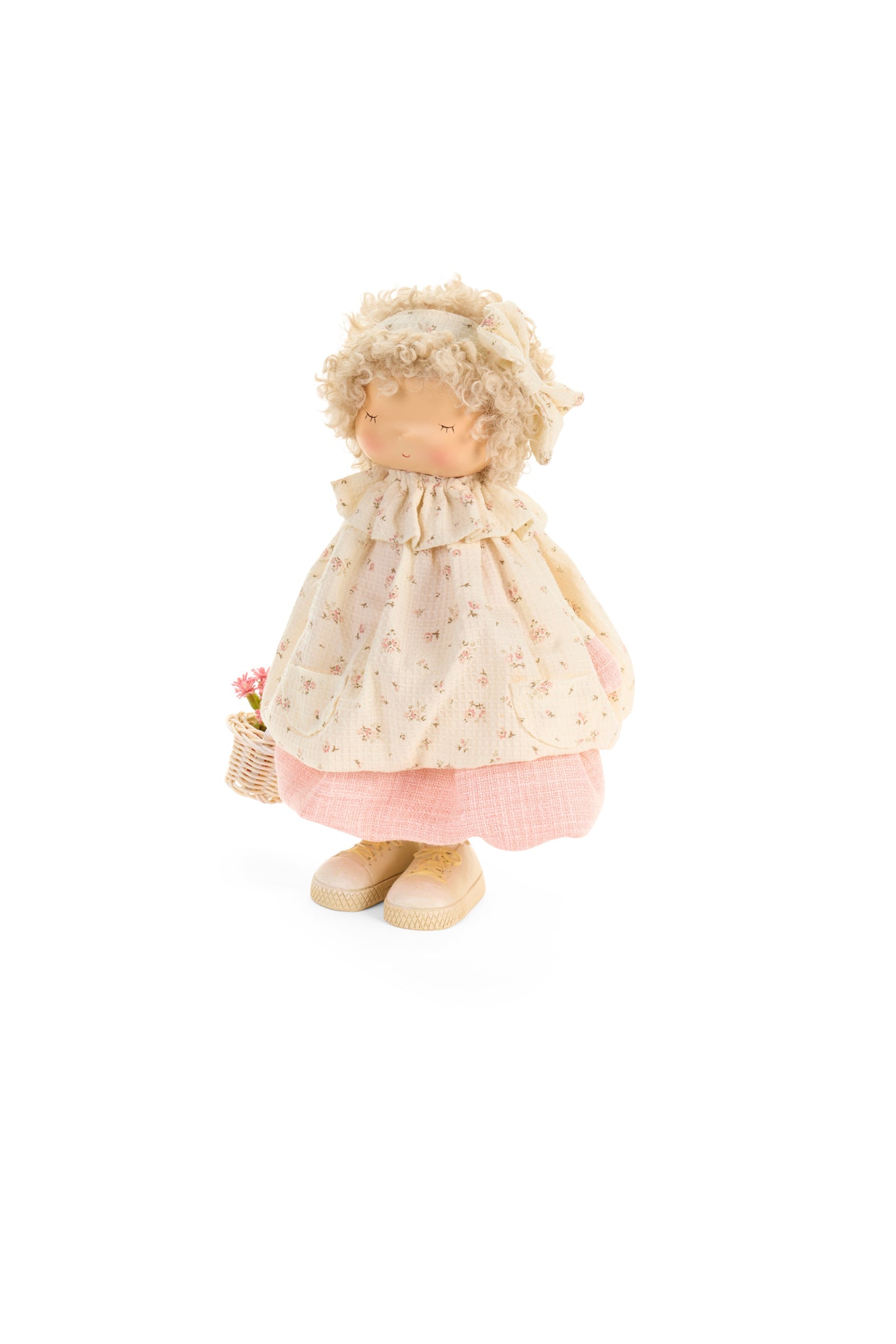 Bambola Decorativa in Tessuto Fiorirà Nuvole di Stoffa - Bianca/Floreale 42.5 cm