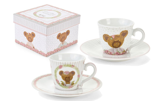 Set di 2 tazzine con piattino Sweet Bear Nuvole di Stoffa