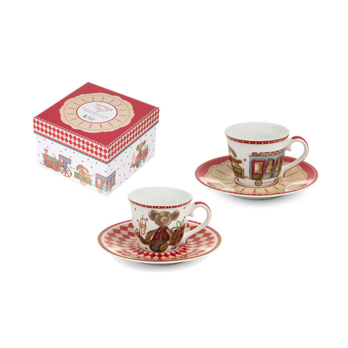 Set da 2 tazzine con piattino Vintage Toys Nuvole di Stoffa
