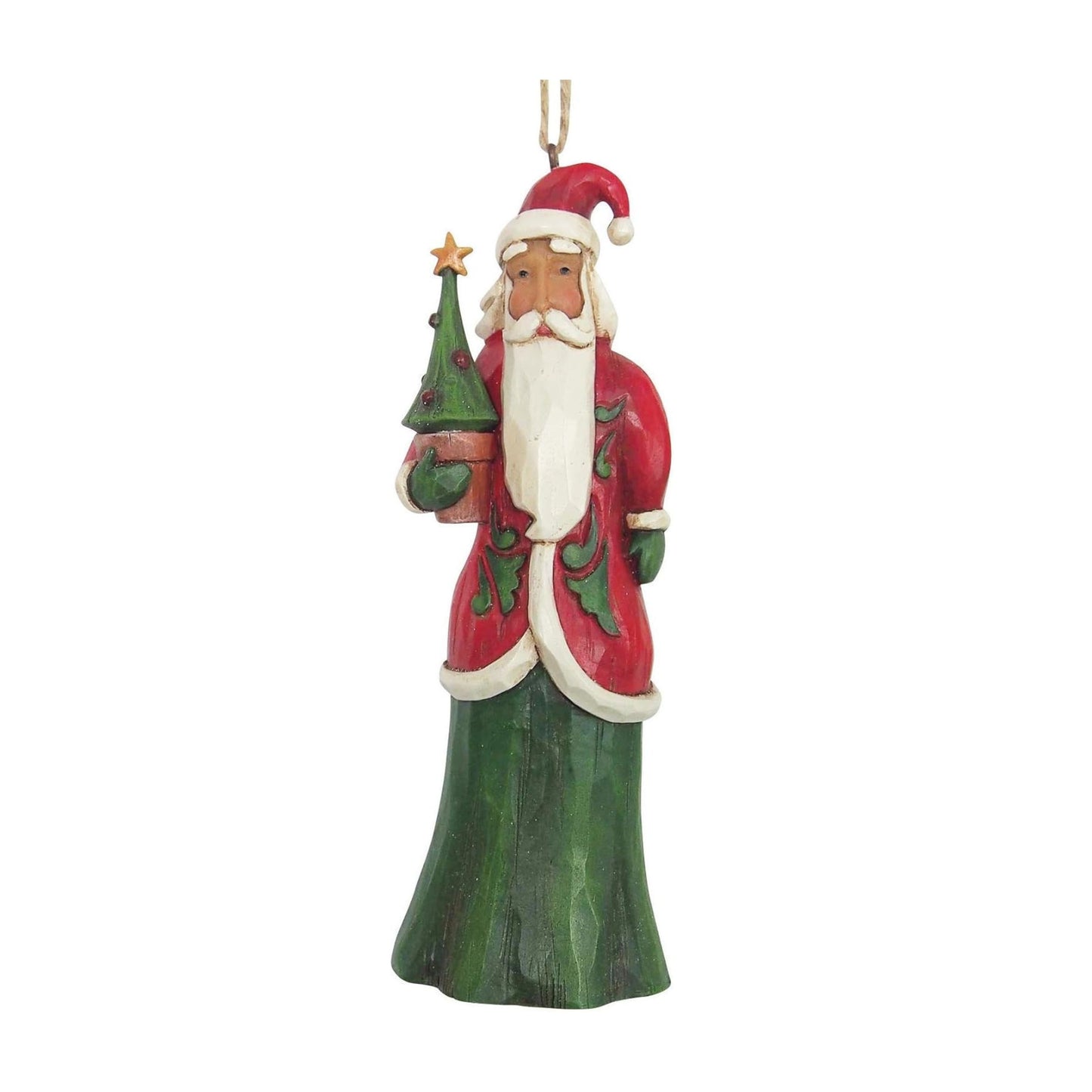 Santa with Christmas Tree Hanging Ornament – Jim Shore Heartwood Creek
