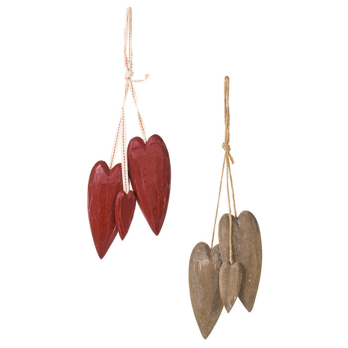 Set of 3 Wooden Hearts with String – Nuvole di Stoffa