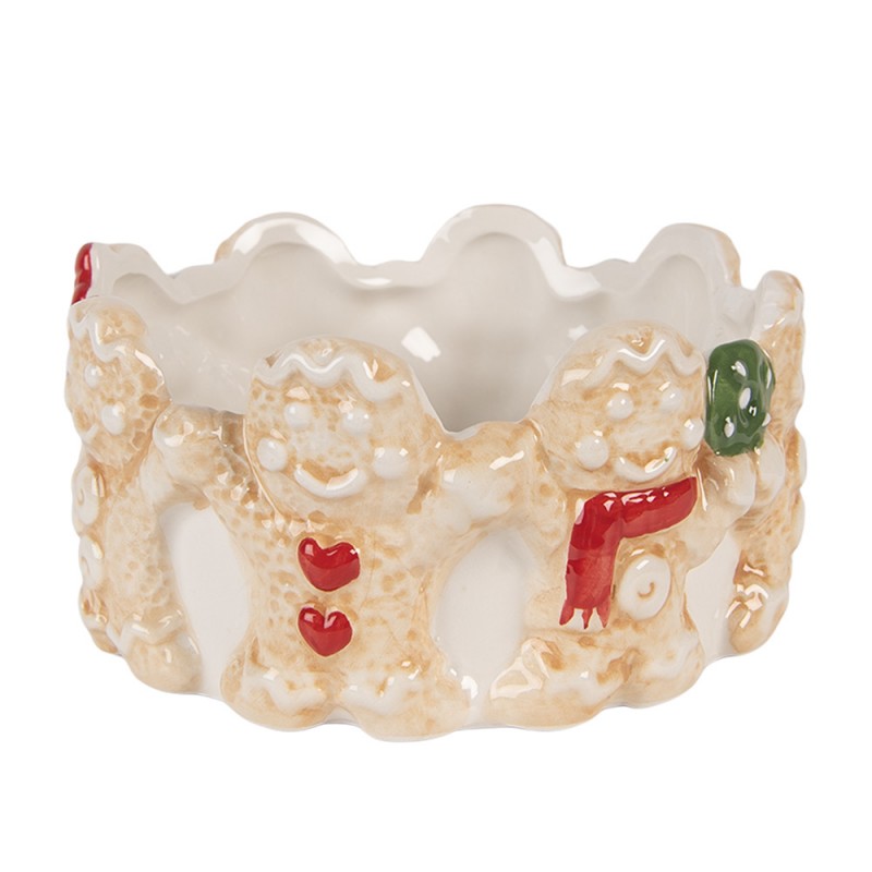 Ciotola Natalizia con Omini di Pan di Zenzero – Clayre & Eef | Porta Dolci in Ceramica Ø 14 cm