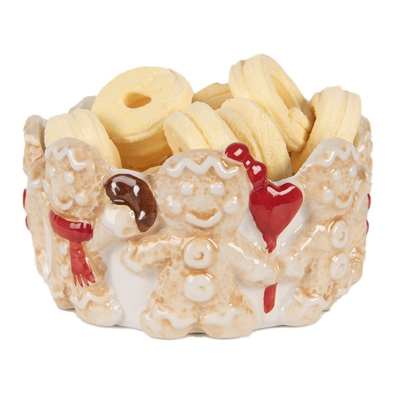 Ciotola Natalizia con Omini di Pan di Zenzero – Clayre & Eef | Porta Dolci in Ceramica Ø 14 cm
