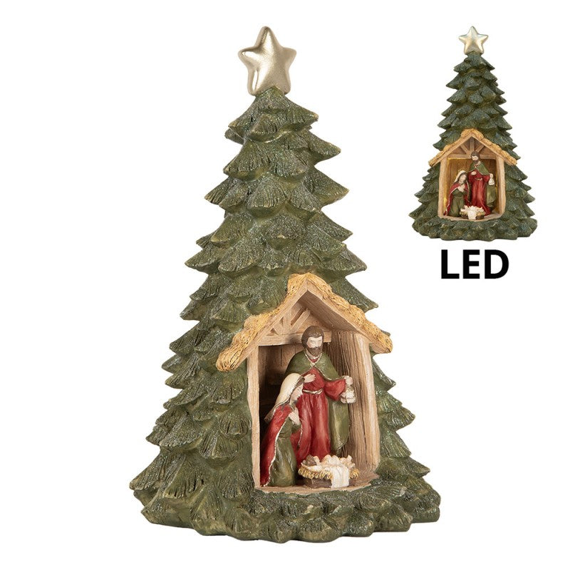 Presepe natalizio con albero e LED Clayre & Eef