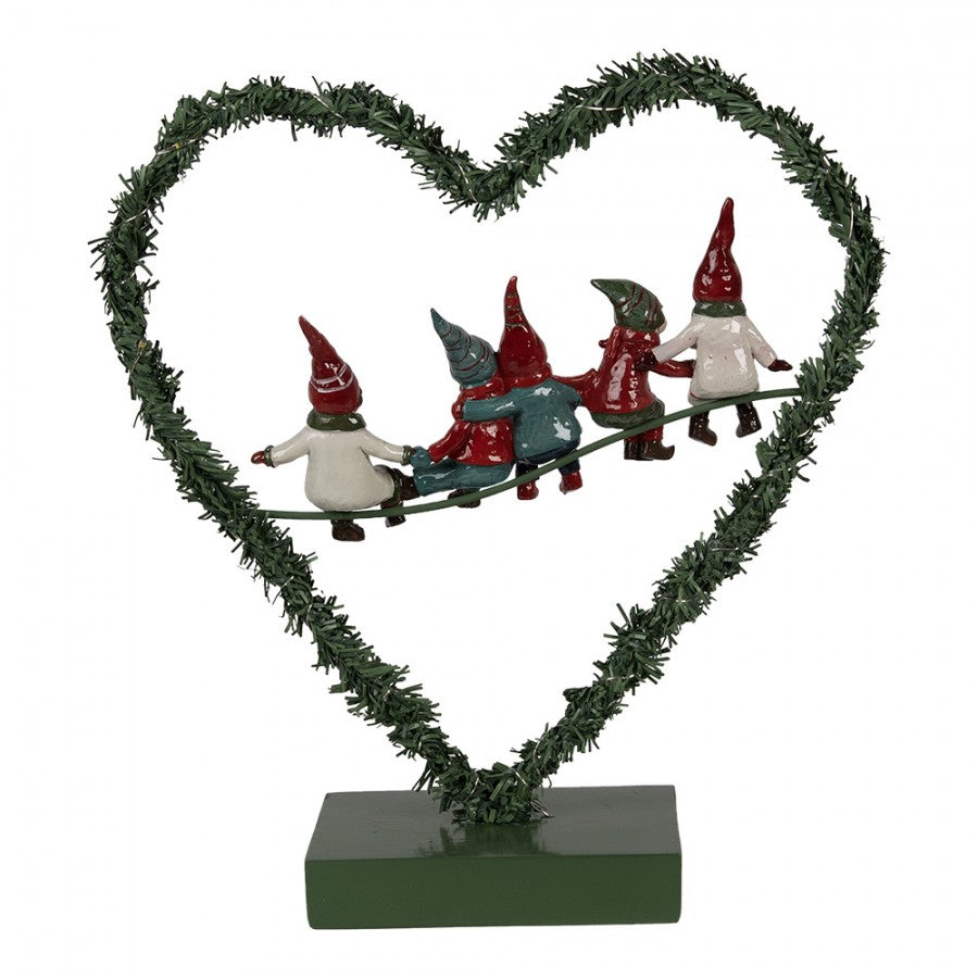 Christmas heart décor with elves and LED lights