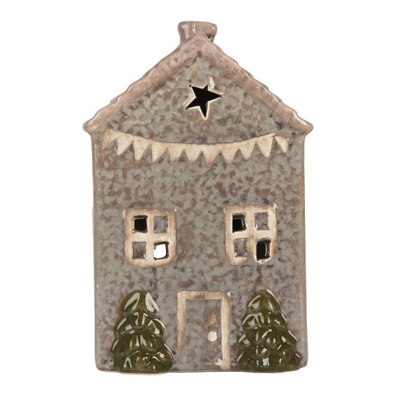 Christmas ceramic house candle holder – Clayre & Eef