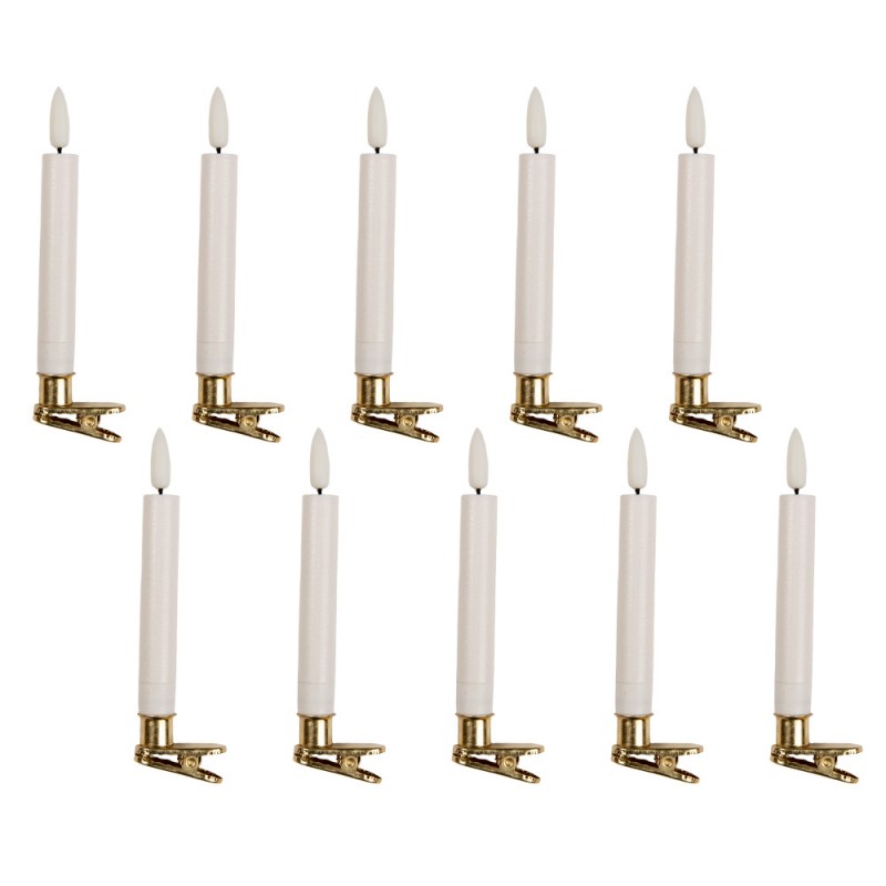 LED Christmas Tree Candles with Gold Clips – Set of 10