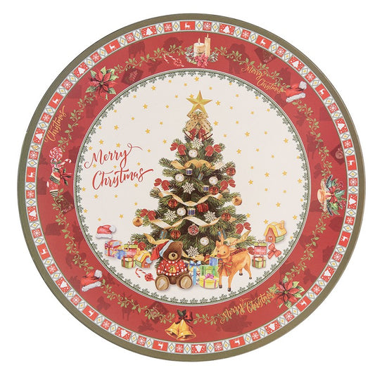 Piatto Natalizio decorativo con Albero di Natale 33 cm – Clayre & Eef