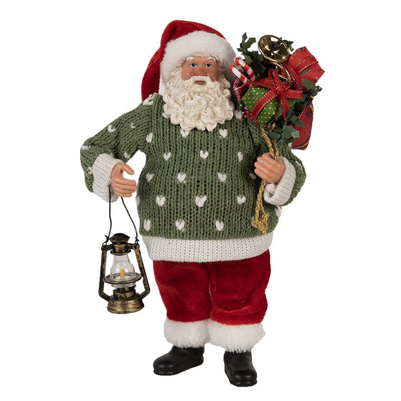 decorazione natalizia babbo natale con lanterna