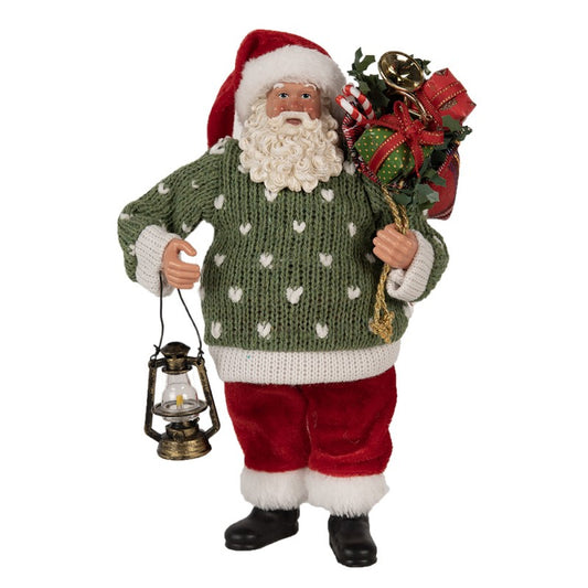 decorazione natalizia babbo natale con lanterna