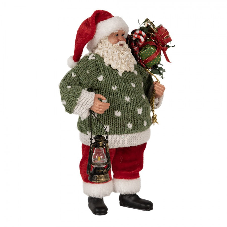 decorazione natalizia babbo natale con lanterna